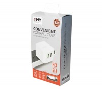 Сетевое зарядное устройство EMY, White, 2xUSB, 2.4A, кабель USB - microUSB (MY