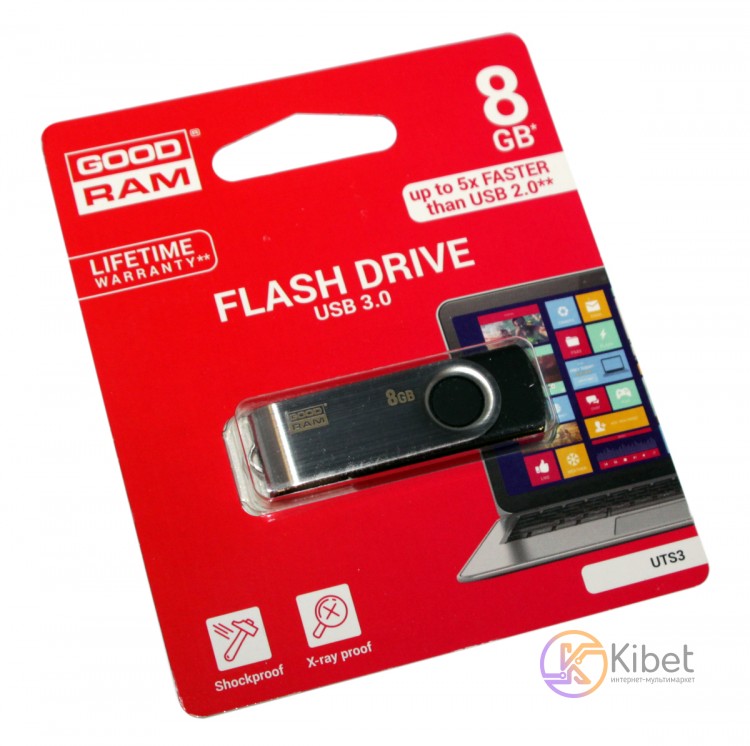 USB 3.0 Флеш накопитель 8Gb Goodram Twister, Black (UTS3-0080K0R11)