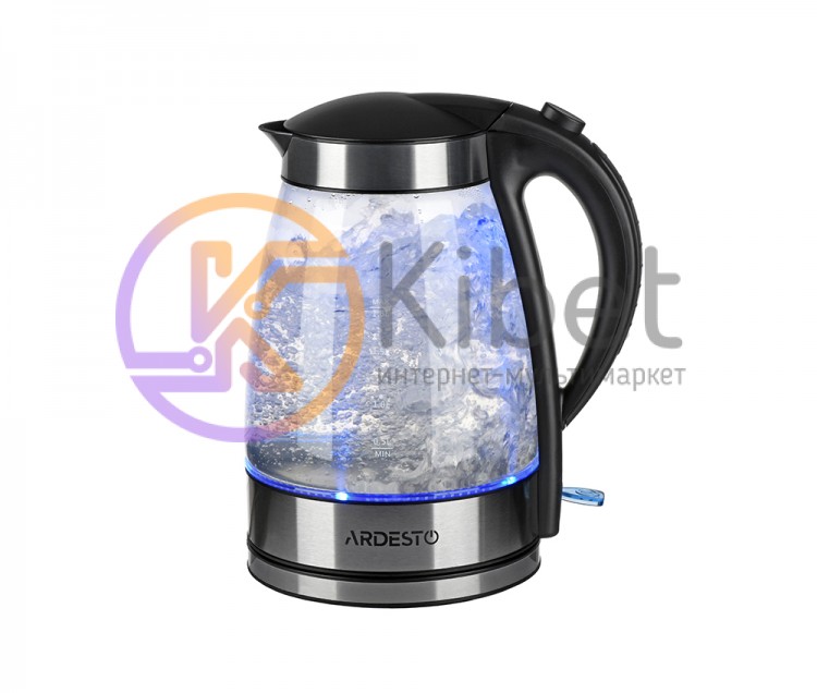 Чайник Ardesto EKL-1303 Black, 1800W, 1.8 л, дисковый, стекло, индикатор уровня