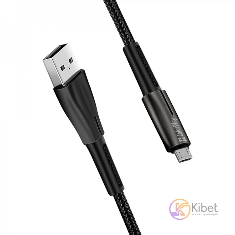 Кабель USB - micro USB 1 м ColorWay Black, 2.4A (CW-CBUM035-BK)