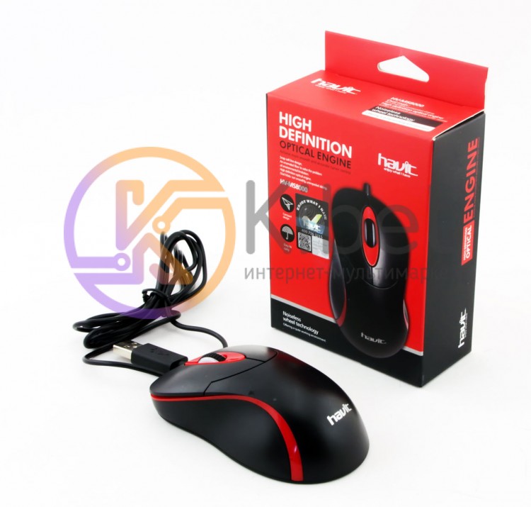 Мышь Havit HV-M8000, Black Red, USB, 1000 dpi, 3 кнопки