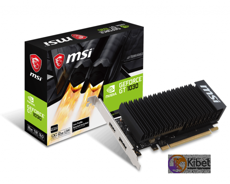 Видеокарта GeForce GT1030, MSI, OC, 2Gb DDR5, 64-bit, HDMI DP, 1518 6008MHz, Low