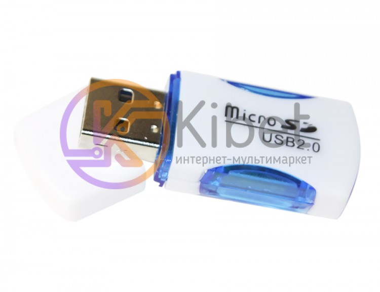 Card Reader внешний Merlion CRD-2BL, M2 microSD, Blue