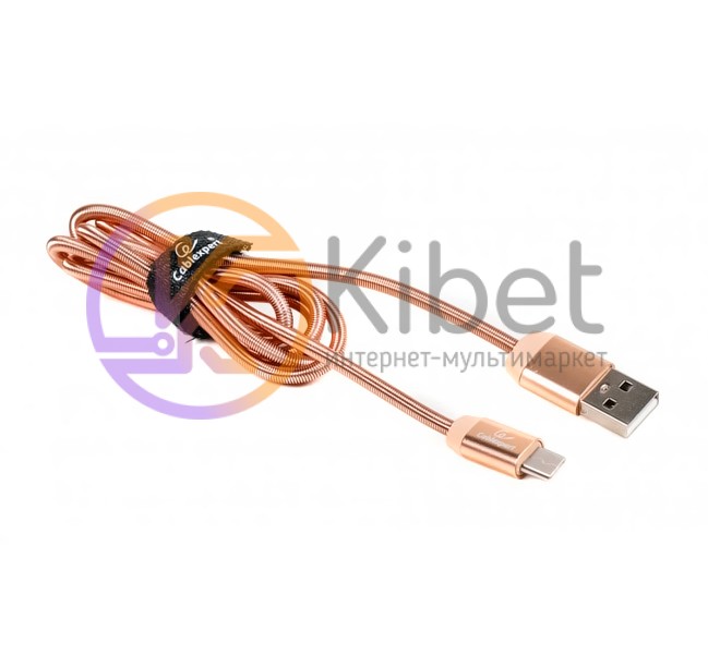 Кабель USB 2.0 - 1.0м AM Type-C Cablexpert CCPB-C-USB-08G, Gold, премиум, 2.4А