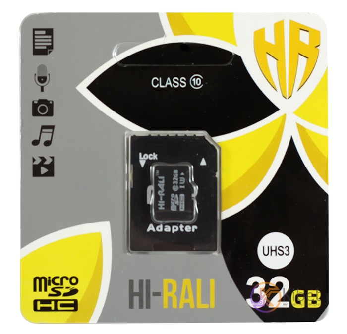 Карта памяти microSDHC, 32Gb, Class10 UHS-3, Hi-Rali, SD адаптер (HI-32GBSD10U3-