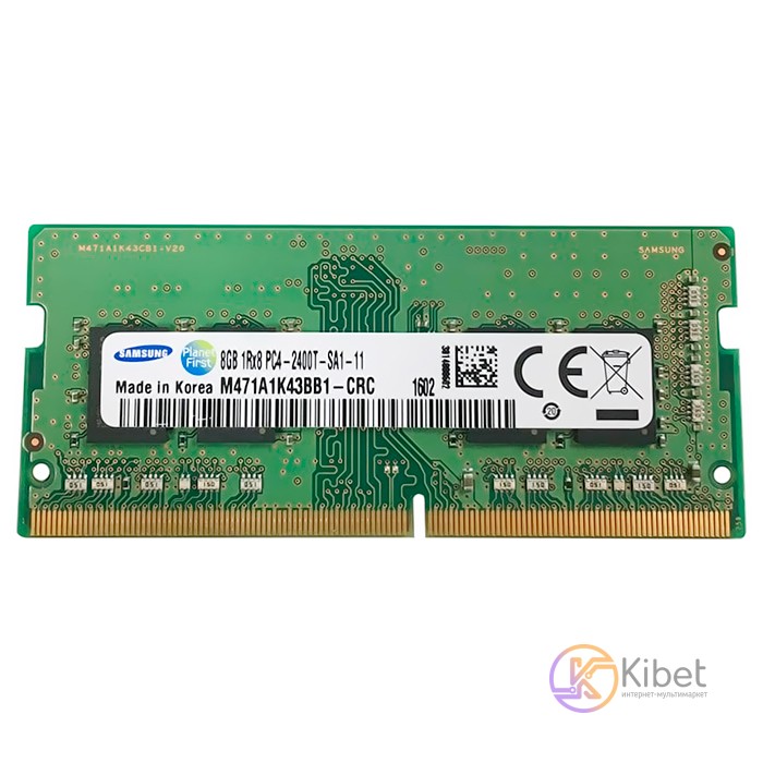 Модуль памяти SO-DIMM 8Gb, DDR4, 2400 MHz, Samsung, 1.2V, CL16 (M471A1K43BB1-CRC