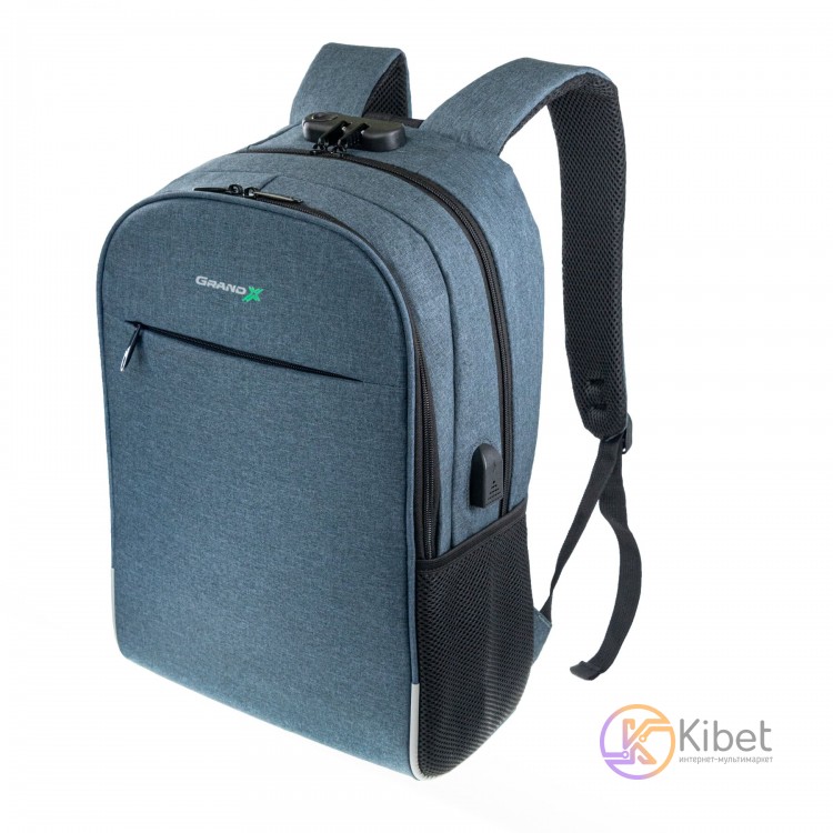 Рюкзак для ноутбука 16' Grand-X RS-425BL, Dark Blue, полиэстер, кодовый замок, 4
