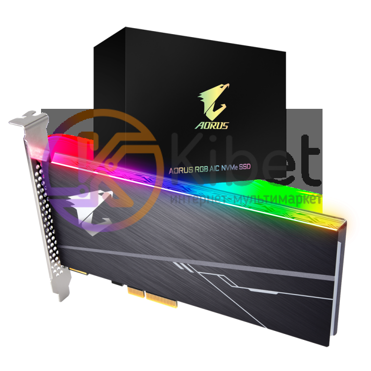 Твердотельный накопитель PCI-E, 512Gb, Gigabyte AORUS RGB AIC, PCI-E 4x, 3D TLC,