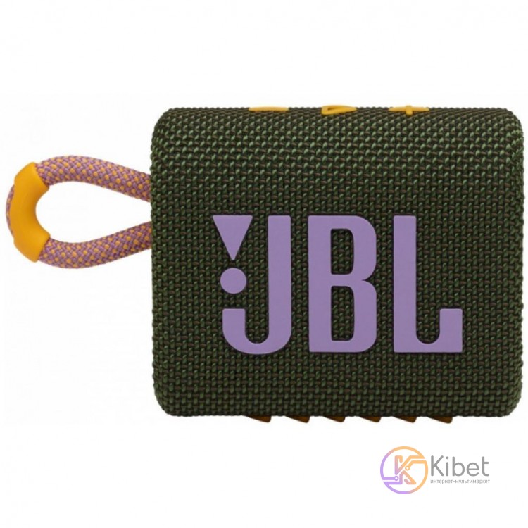Колонка портативная 1.0 JBL Go 3 Green, 4.2 Bт, Bluetooth, питание от аккумулято