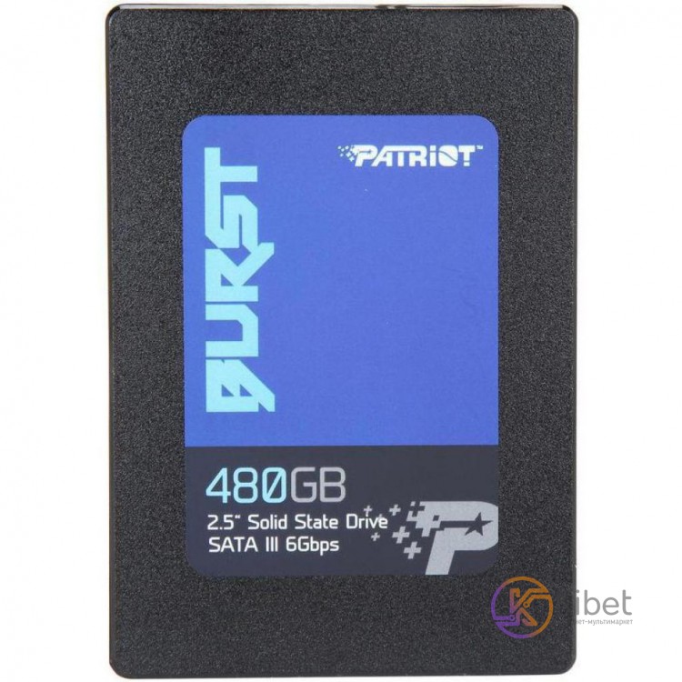 Твердотельный накопитель 480Gb, Patriot Burst, SATA3, 2.5', 3D TLC, 560 540 MB s