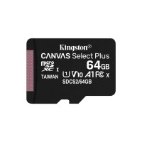 Карта памяти microSDXC, 64Gb, Class10 UHS-1 А1, Kingston Canvas Select Plus R-10