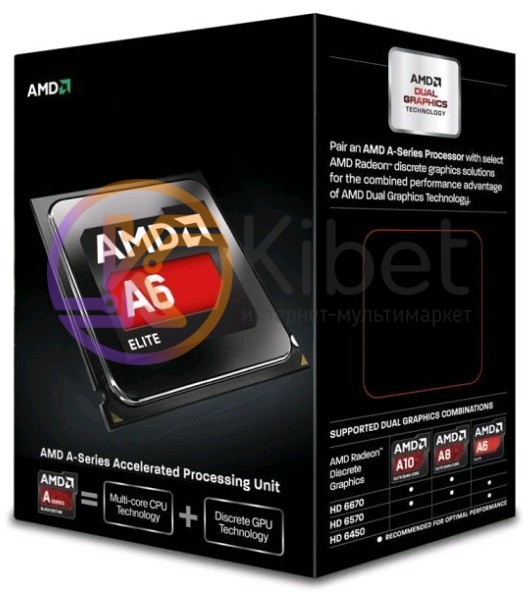 Процессор AMD (FM2) A6-6400K, Box, 2x3,9 GHz (Turbo Boost 4,1 GHz), Radeon HD 84