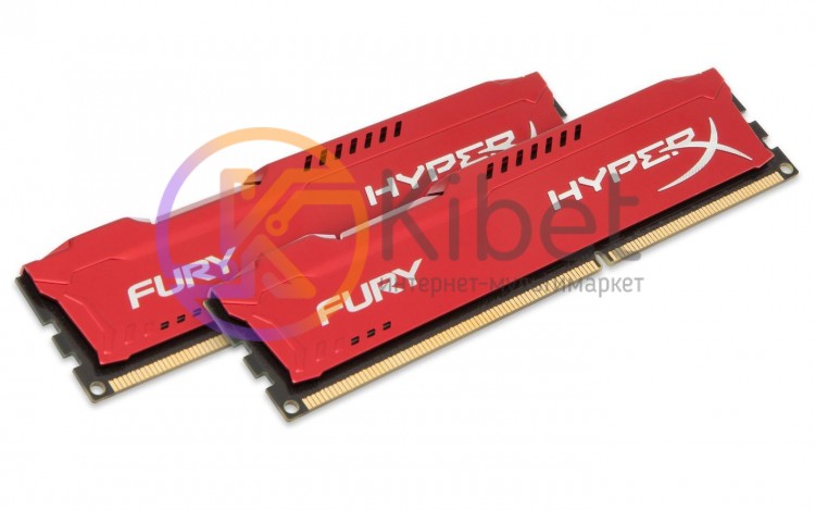 Модуль памяти 4Gb x 2 (8Gb Kit) DDR3, 1600 MHz, Kingston HyperX Fury, Red, 10-10