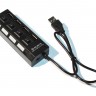 Концентратор USB 2.0, 4 ports,с кнопкой-выключателем для каждого порта, Black, 4