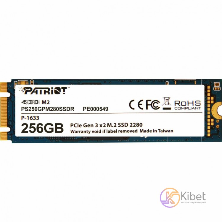 Твердотельный накопитель M.2 256Gb, Patriot Scorch, PCI-E 4x, TLC, 1700 780 MB s
