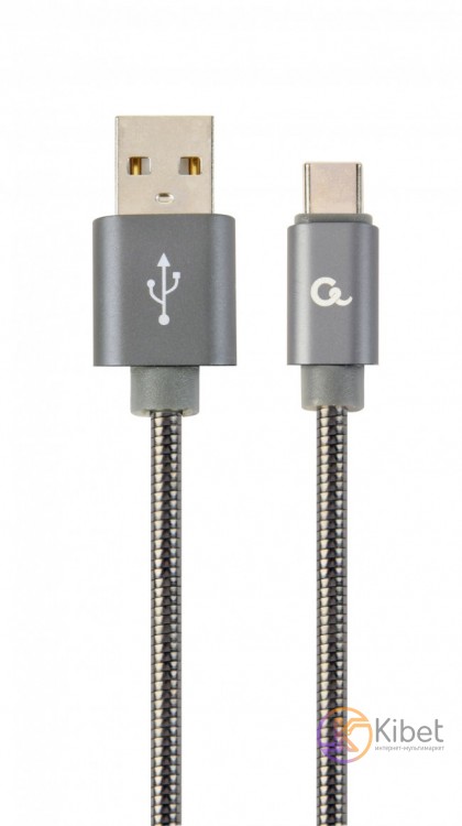Кабель USB 2.0 - 1.0м AM Type-C Cablexpert CC-USB2S-AMCM-1M-BG 2.1А, серый