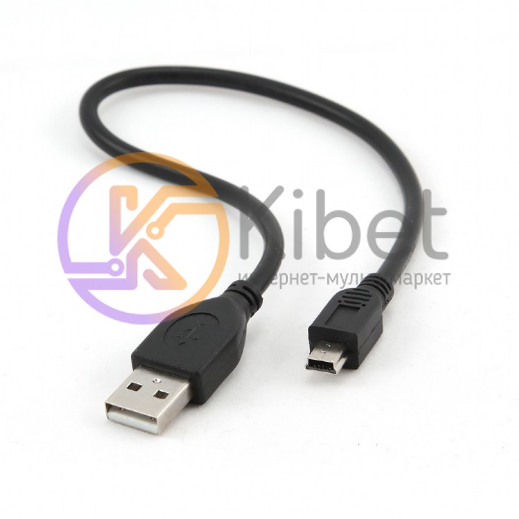 Кабель USB - mini USB 0.3 м Cablexpert Black (CCP-USB2-AM5P-1)