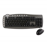 Комплект HQ-Tech KM-348 Gray, Optical, USB, мультимедийная клавиатура+мышь