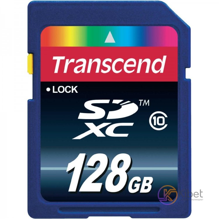 Карта памяти SDXC, 128Gb, Сlass10, Transend (TS128GSDXC10)