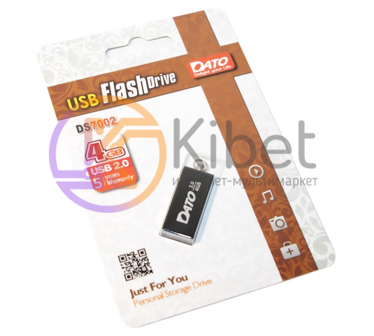 USB Флеш накопитель 4Gb DATO DS7002 Black, (DS7002B-04G)