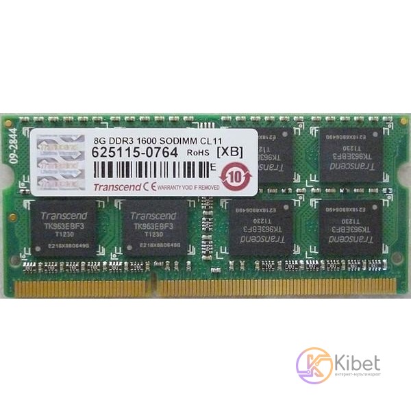 Модуль памяти SO-DIMM, DDR3, 8Gb, 1600 MHz, Transcend JetRam, 1.5V (JM1600KSH-8G