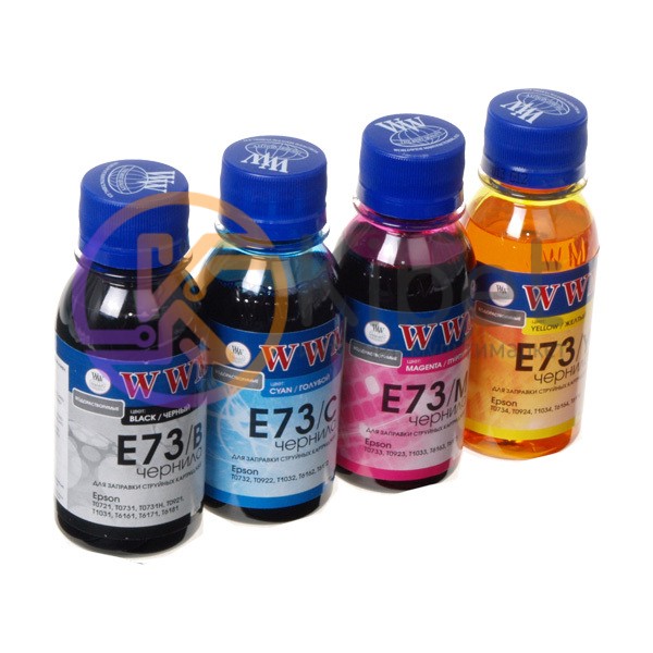 Комплект чернил WWM Epson E73 B, E73 C, E73 M, E73 Y, 4x100 мл (E73SET-2)