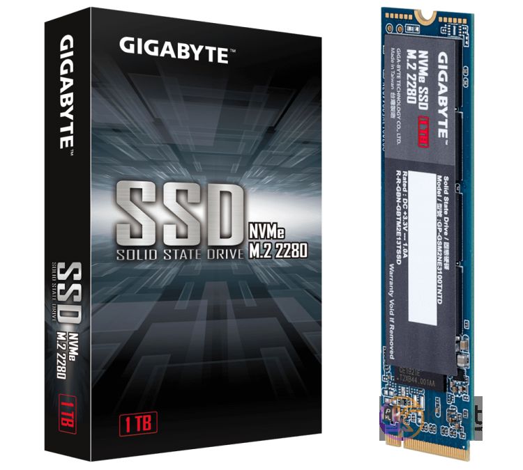 Твердотельный накопитель M.2 1Tb, Gigabyte, PCI-E 4x, 3D TLC, 2500 2100 MB s (GP