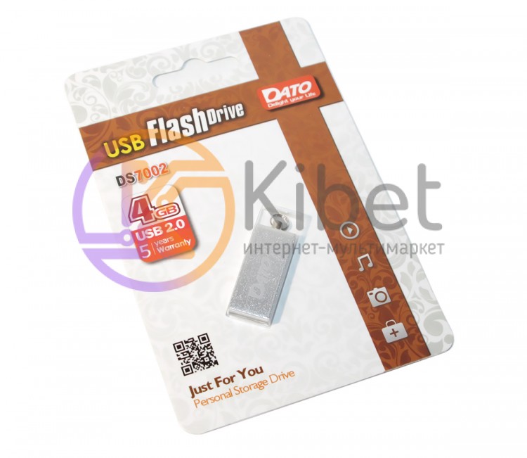 USB Флеш накопитель 4Gb DATO DS7002 Silver, (DS7002S-04G)