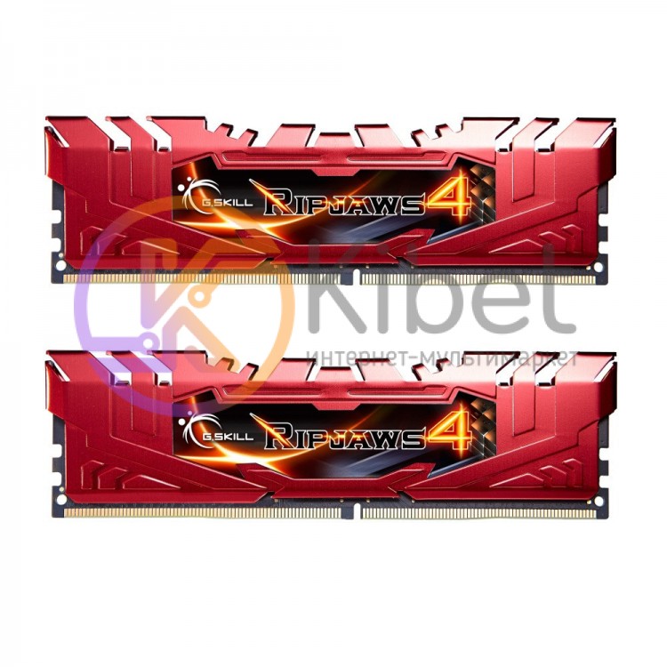 Модуль памяти 4Gb x 2 (8Gb Kit) DDR4, 2400 MHz, G.Skill Ripjaws 4, Red, 15-15-15