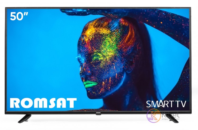 Телевизор 50' Romsat 50USQ2020T2, LED, 3840x2160, 60 Гц, Smart TV, DVB-T2 C, 3xH