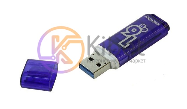 USB 3.0 Флеш накопитель 16Gb Smartbuy Glossy series Dark Blue SB16GBGS-DB