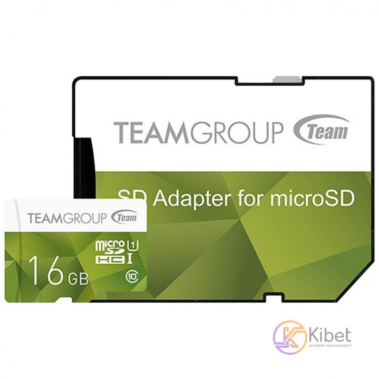 Карта памяти microSDHC, 16Gb, UHS-I, Team, Color + SD адаптер Green (TCUSDH16GUH