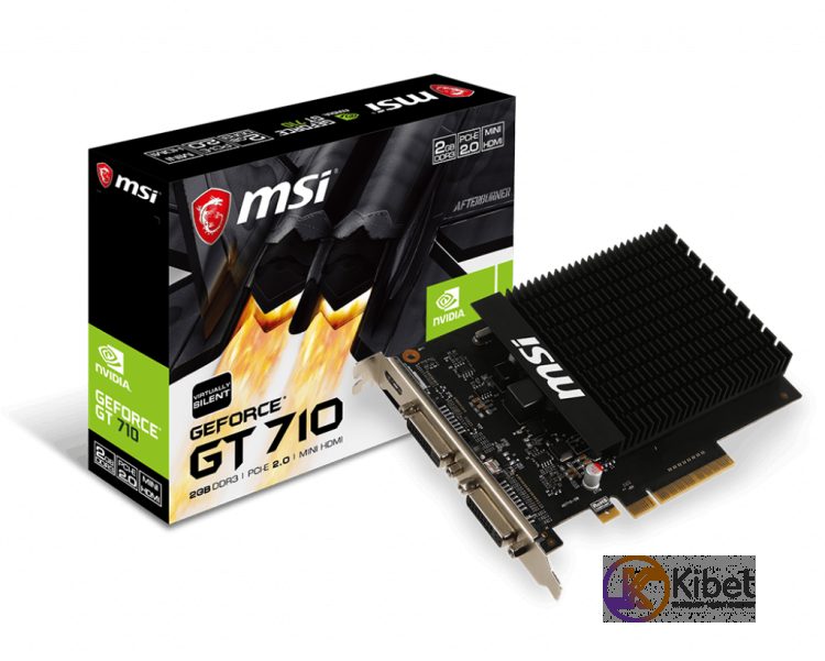 Видеокарта GeForce GT710, MSI, 2Gb DDR3, 64-bit, DVI-I DVI-D HDMI, 954 1600MHz,