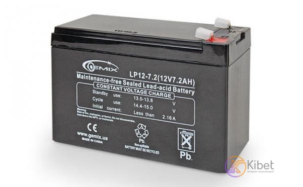 Батарея для ИБП 12В 7,5Ач Gemix LP12-7.5 ШxДxВ 150x64x94