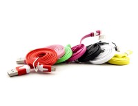 Кабель USB - Lightning, NoName, Pink, 1 м, плоский, Bulk