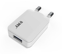 Сетевое зарядное устройство EMY, White, 1xUSB, 1A, кабель USB - microUSB, LED