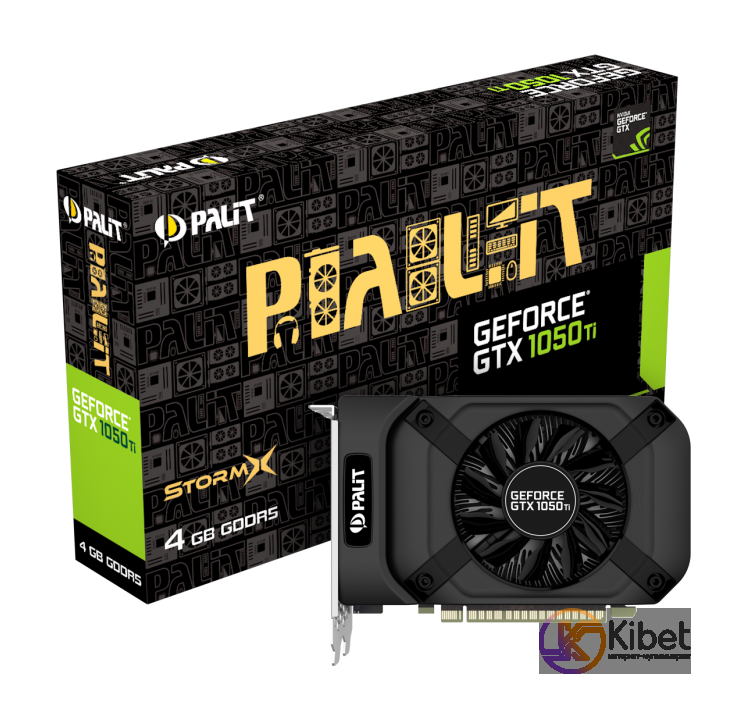 Видеокарта GeForce GTX1050Ti, Palit, StormX, 4Gb DDR5, 128-bit, DVI HDMI DP, 139