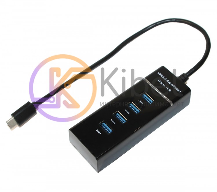 Концентратор Type-C, 4 ports USB 3.0, Black