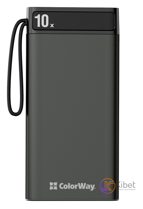 Универсальная мобильная батарея 10000 mAh, ColorWay, Black, 2xUSB (Type-C+microU