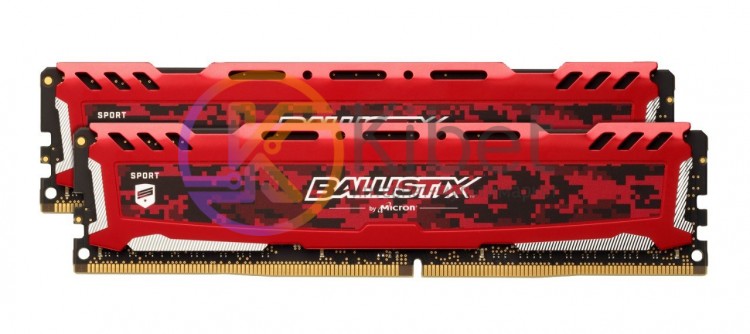 Модуль памяти 8Gb x 2 (16Gb Kit) DDR4, 3200 MHz, Crucial Ballistix Sport LT, Red