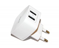 Сетевое зарядное устройство EMY, White, 2xUSB, 2.4A, кабель USB - iPhone5, LED