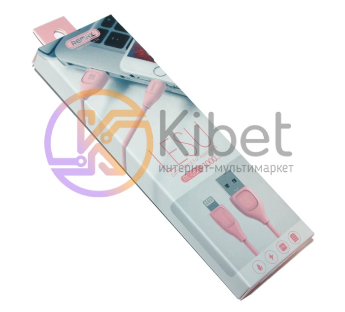 Кабель USB - Lightning, Remax 'Lesu', Pink, 1 м (RC-050i)