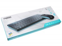 Комплект Rapoo 8000 Blue, Optical, Wireless, влагозащищенная клавиатура+мышь