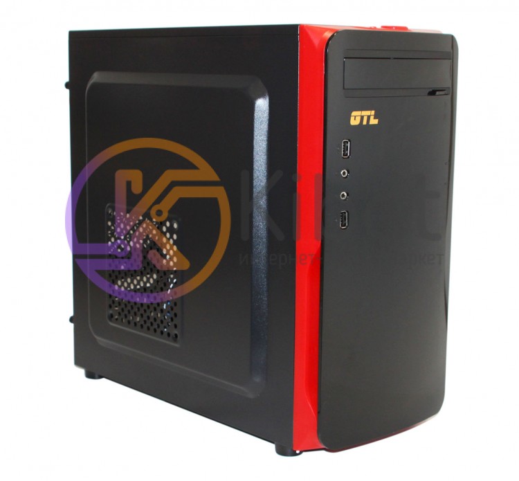 Корпус GTL Micro B-RD Black Red, 400W, 120mm, Micro ATX, 2 x 3.5mm, USB2.0 x 2,