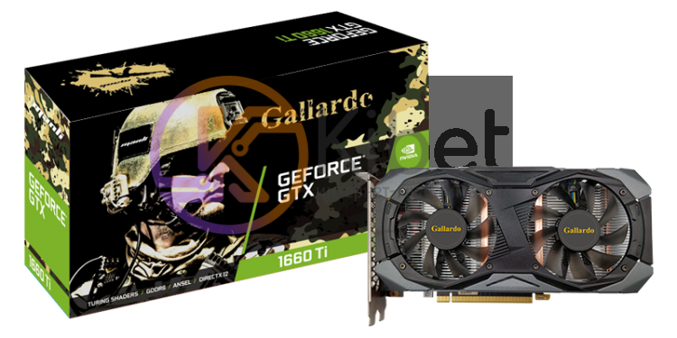 Видеокарта GeForce GTX 1660 Ti OC, Manli, Gallardo, 6Gb DDR6, 192-bit, DVI HDMI