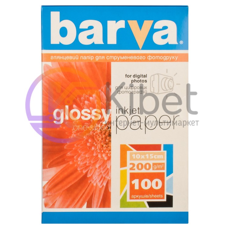 Фотобумага Barva, глянцевая, A6 (10x15), 200 г м?, 100 л, серия 'Original' (IP-C