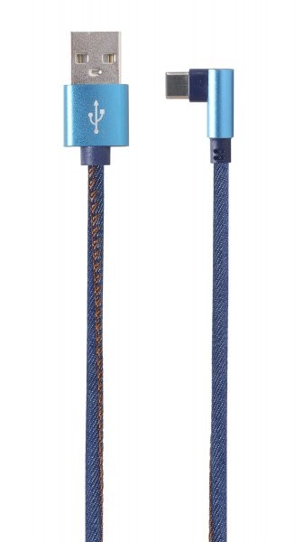 Кабель USB - USB Type-C 1 м Cablexpert Blue, 2.1А угловой, премиум (CC-USB2J-AMC