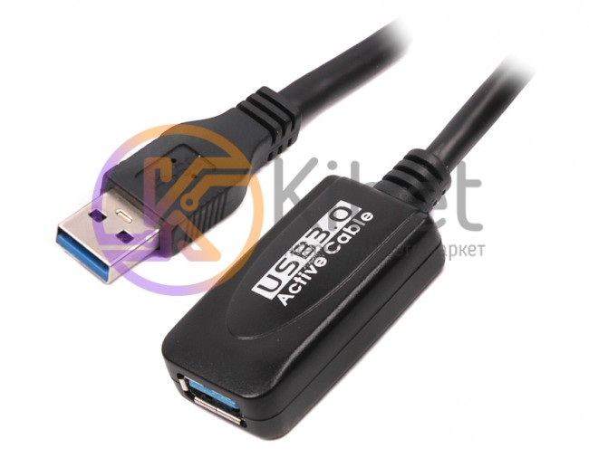 Кабель-удлинитель USB3.0 5 м Viewcon VE057 Black, AM AF, активный