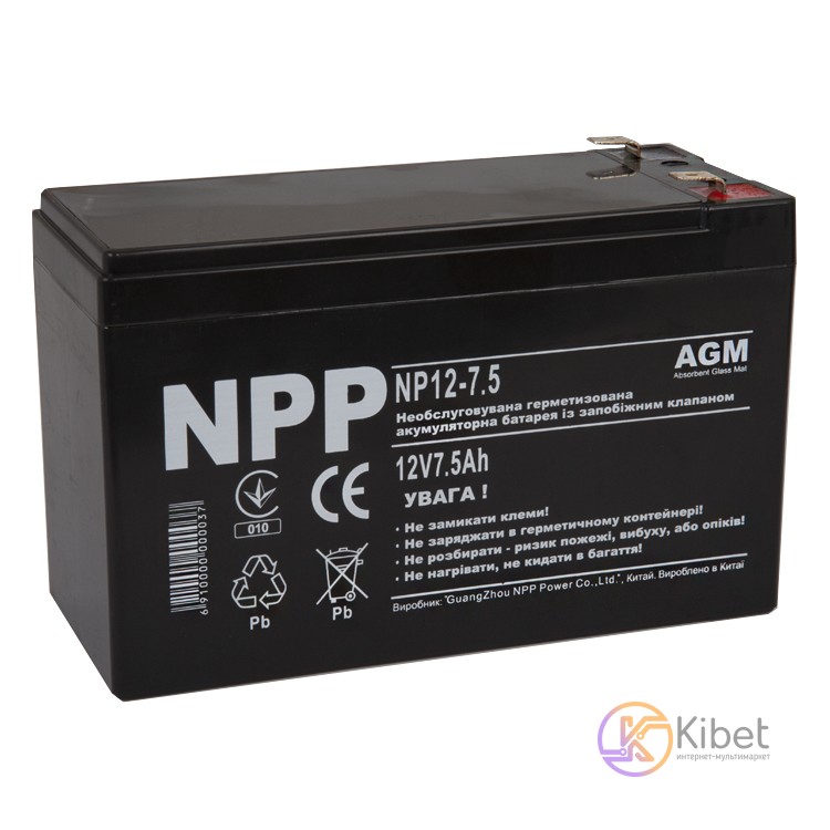Батарея для ИБП 12В 7.5Ач NPP NP12-7.5