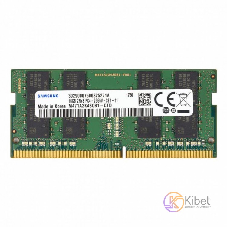 Модуль памяти SO-DIMM, DDR4, 16Gb, 2666 MHz, Samsung, 1.2V, CL19 (M471A2K43CB1-C